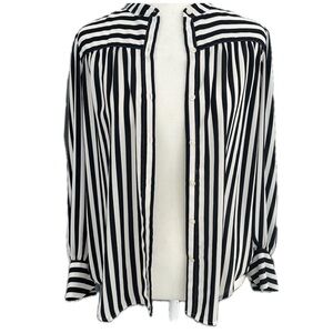 LOFT Striped Button Down Blouse